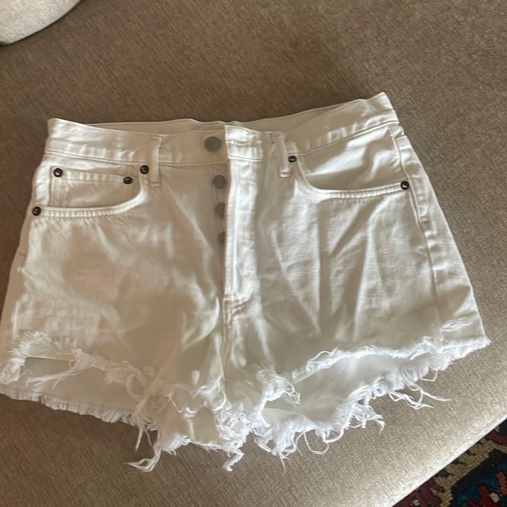 Agolde White Denim Shorts